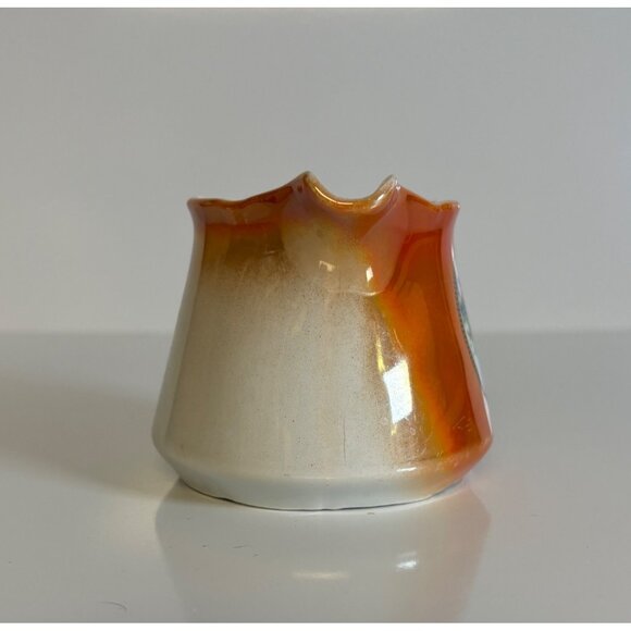 Eleanor Germany Orange Lusterware Porcelain Creamer Floral Design Vintage - Picture 3 of 8